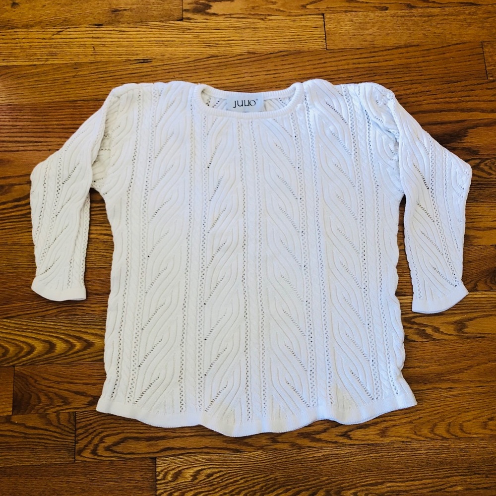 Julio White Knit Women’s 3/4 Sleeve Sweater.